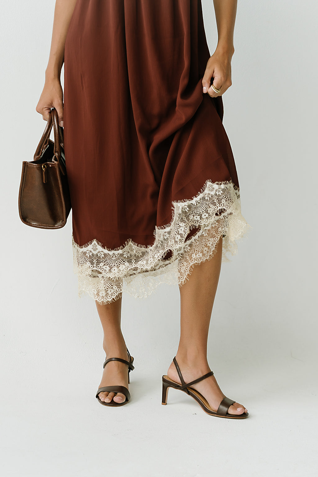 Angelina Midi Dress in Brown