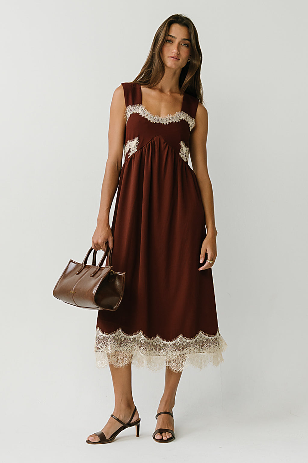 Angelina Midi Dress in Brown