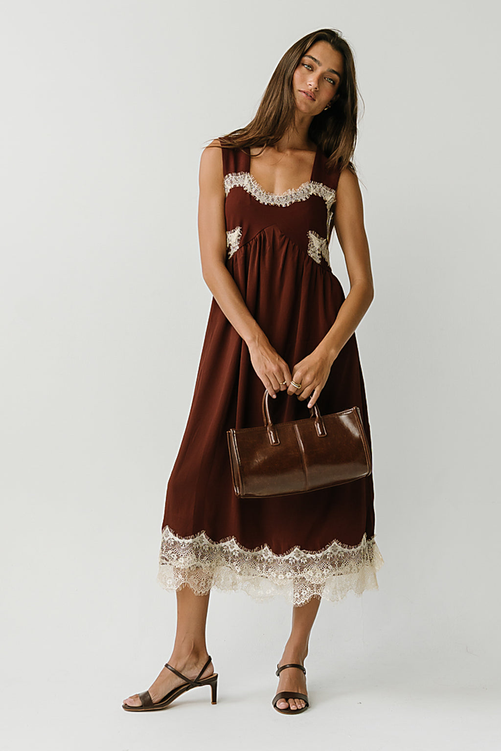 Angelina Midi Dress in Brown