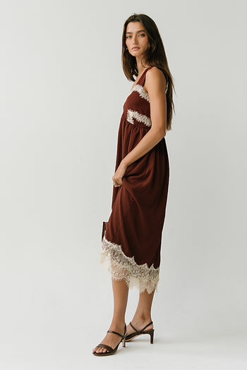 Angelina Midi Dress in Brown