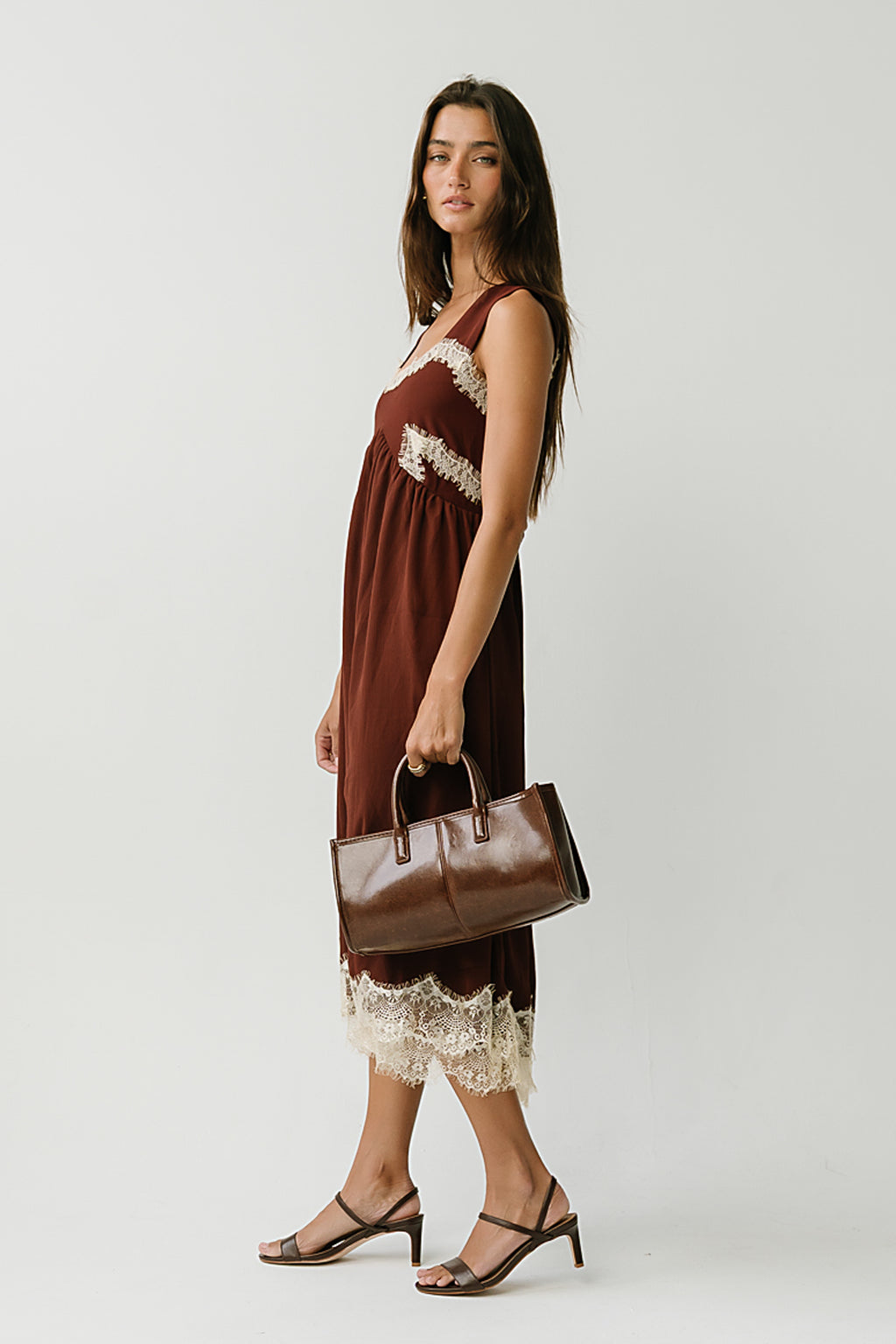 Angelina Midi Dress in Brown