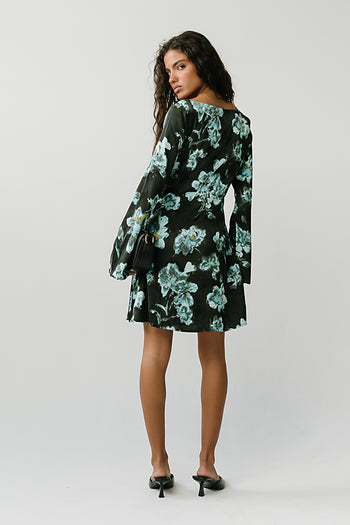 Aria Satin Mini Dress in Black