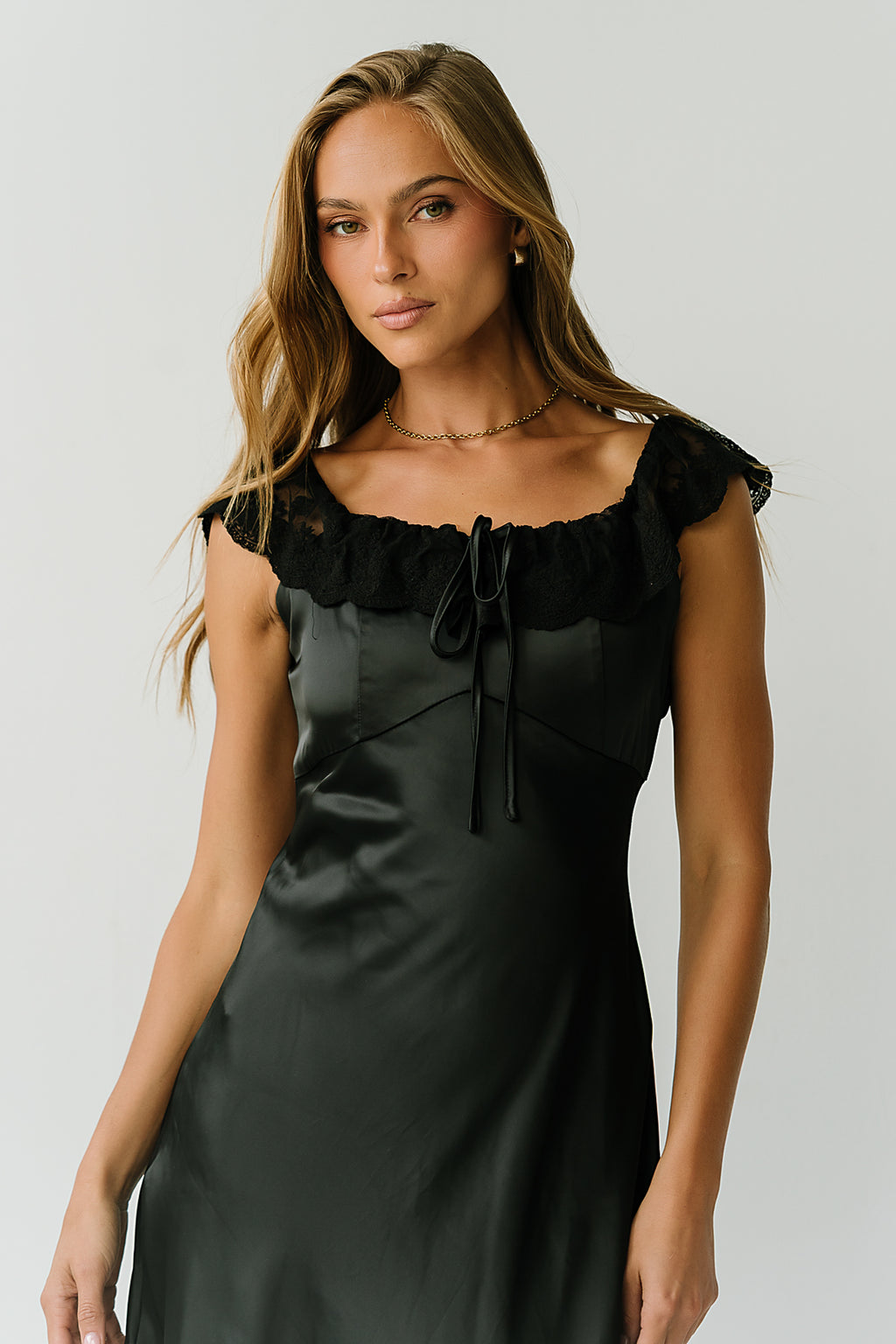 Leighton Satin Maxi Dress in Black