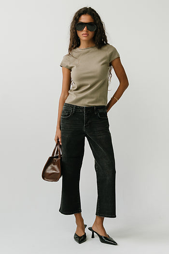 Ally Ribbed Top in Olive