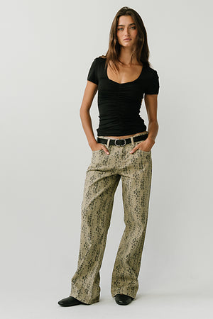 Kali Ruched Fitted Top in Black