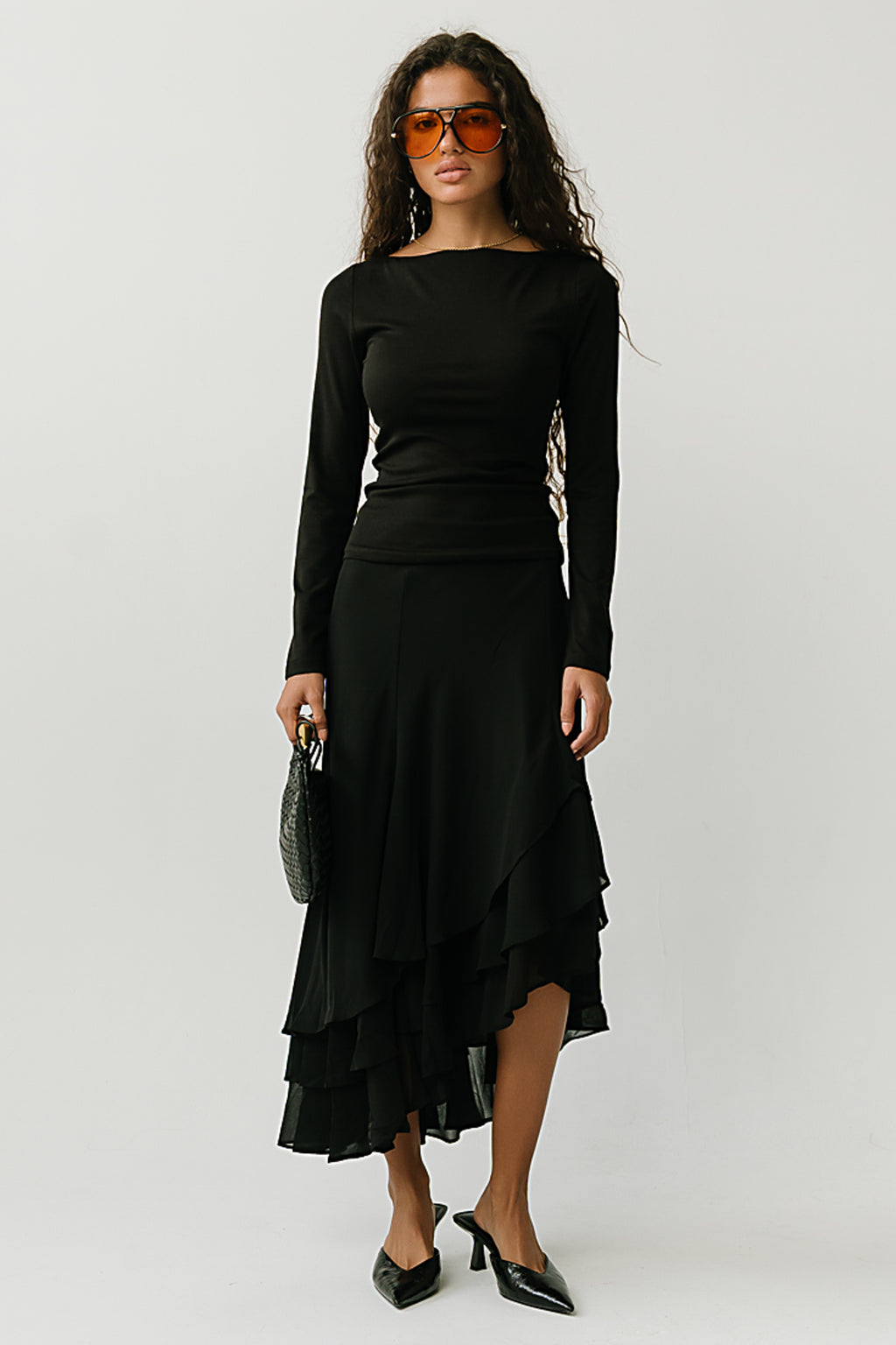 Peyton Boat Neck Top in Black
