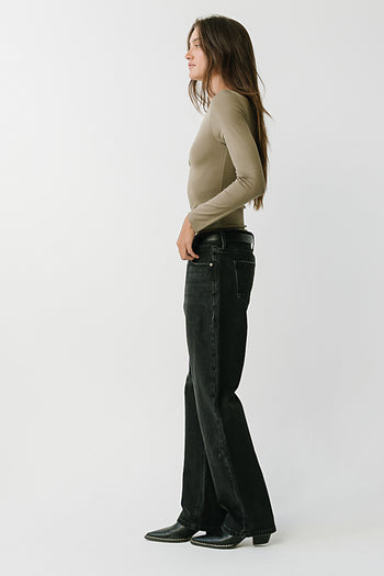Peyton Boat Neck Top in Olive