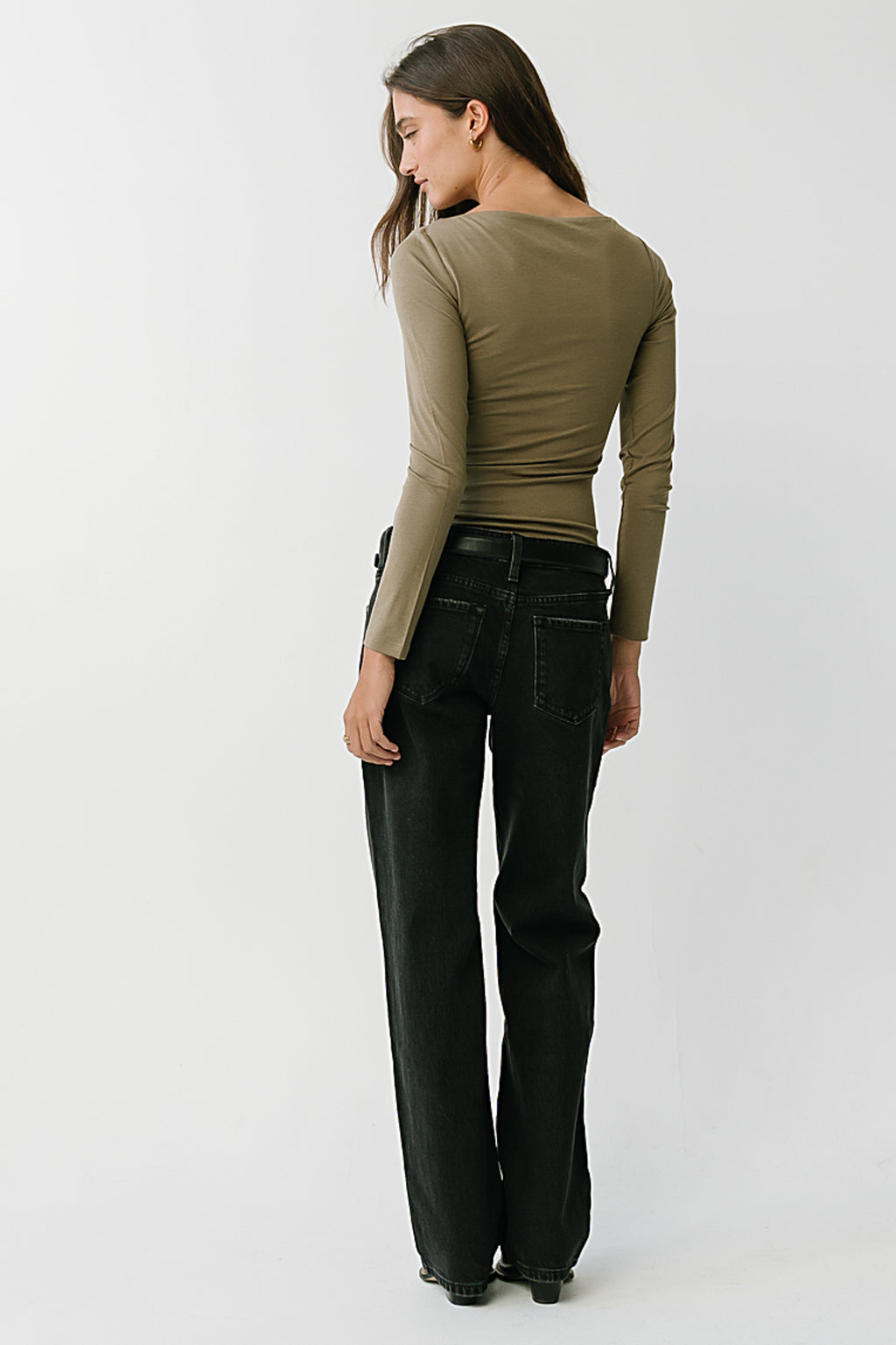 Peyton Boat Neck Top in Olive