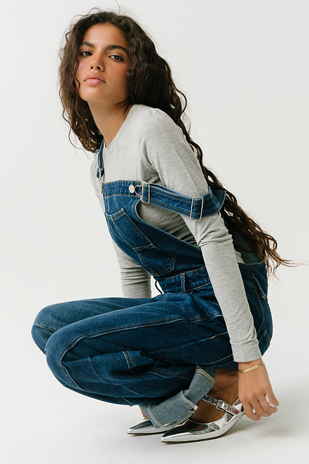 Tansy Denim Overalls in Dark Wash