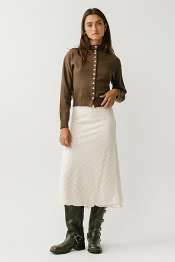 Maya Button Up Sweater in Brown