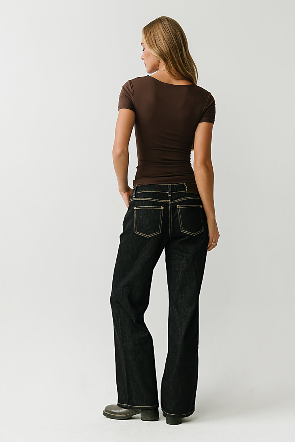 Kali Ruched Fitted Top in Brown
