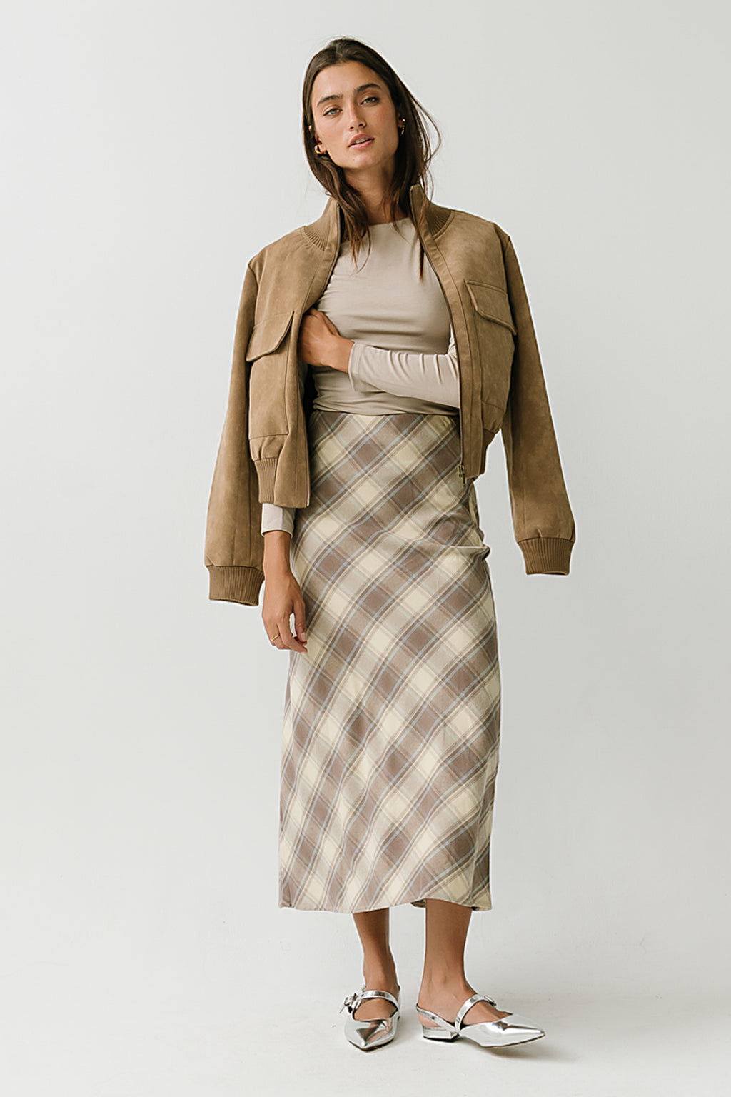 Peyton Boat Neck Top in Tan