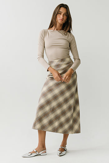 Peyton Boat Neck Top in Tan