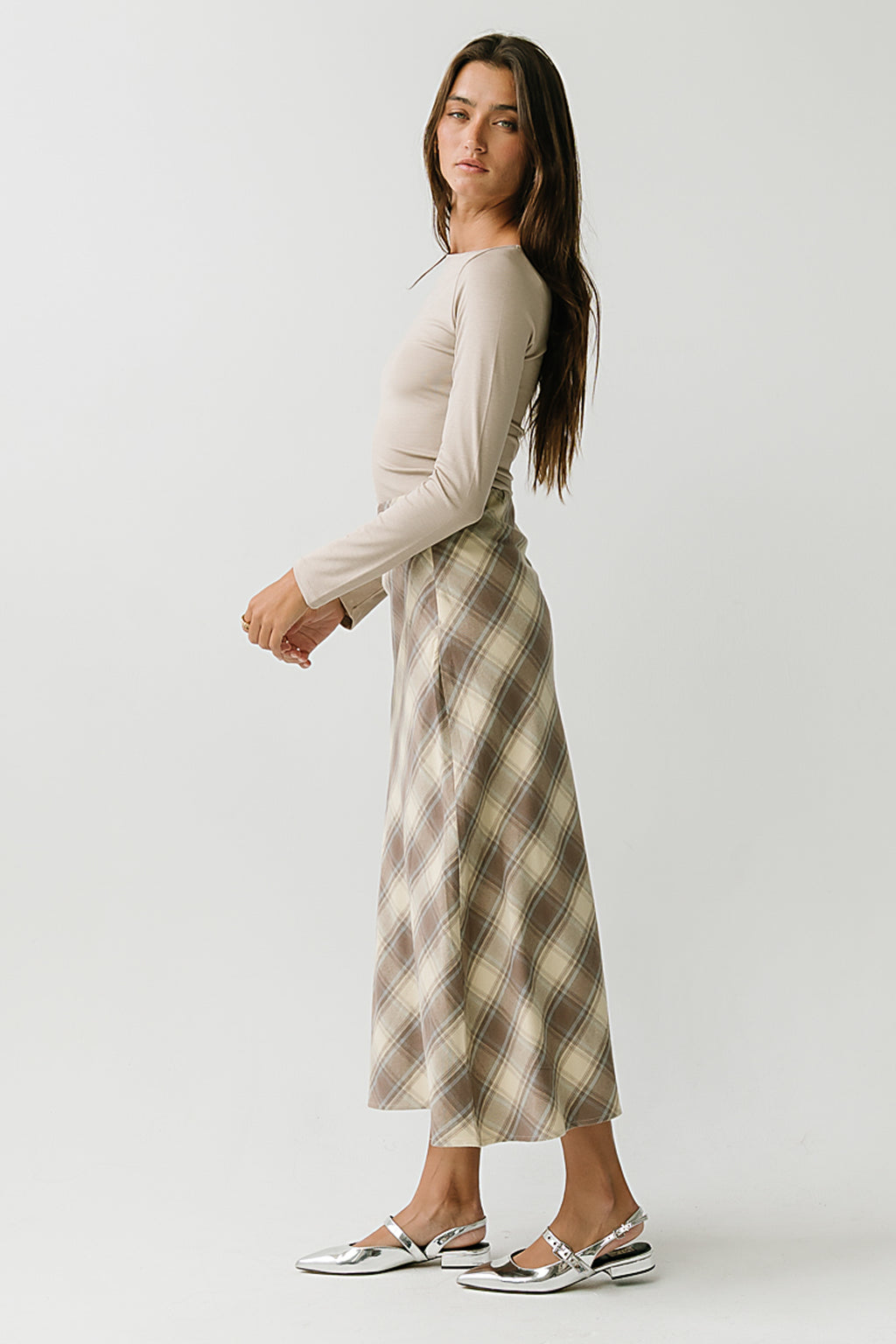 Peyton Boat Neck Top in Tan