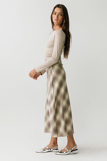 Peyton Boat Neck Top in Tan