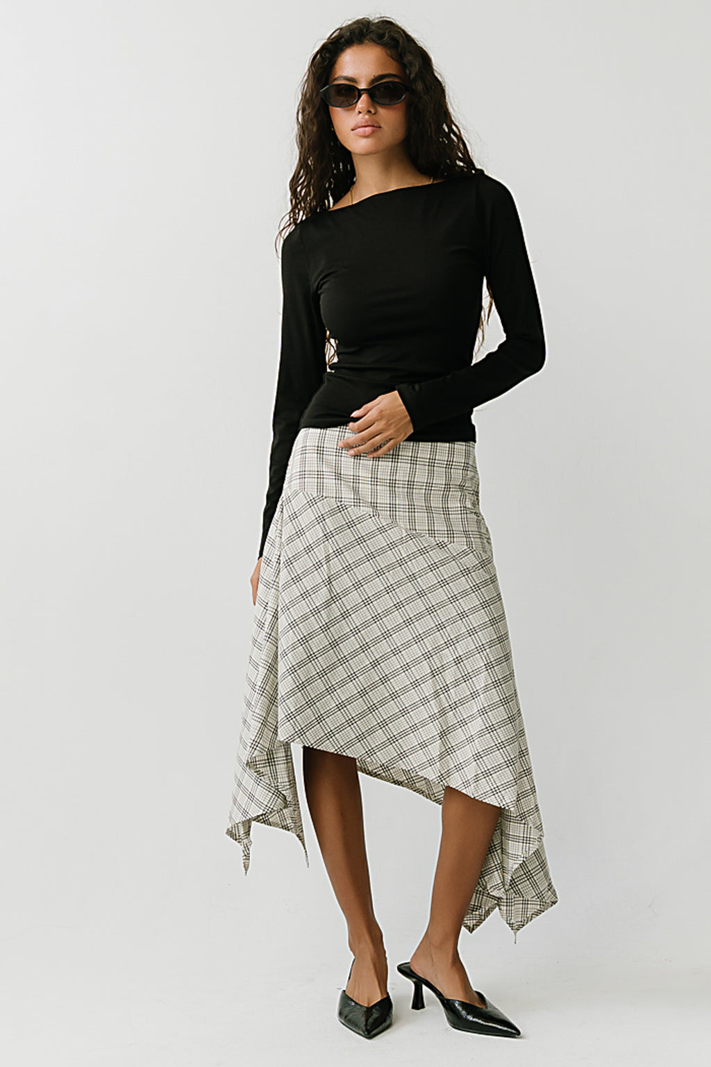 Estella Plaid Asymmetrical Skirt
