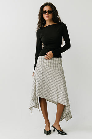 Estella Plaid Asymmetrical Skirt