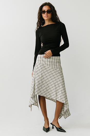 Estella Plaid Asymmetrical Skirt