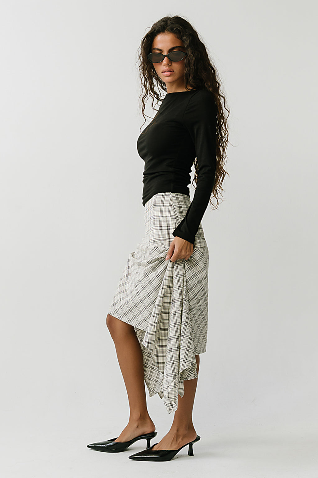 Estella Plaid Asymmetrical Skirt