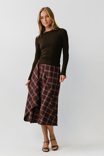 Peyton Boat Neck Top in Brown