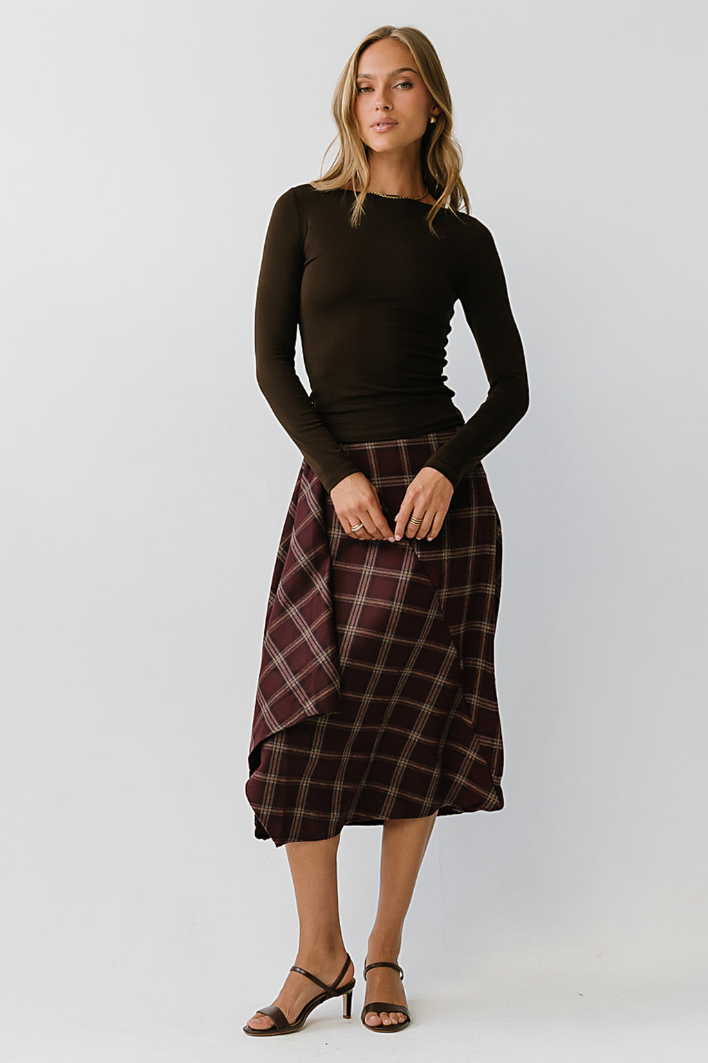 Peyton Boat Neck Top in Brown