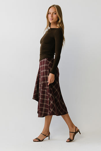 Peyton Boat Neck Top in Brown