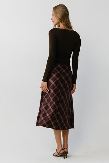 Peyton Boat Neck Top in Brown