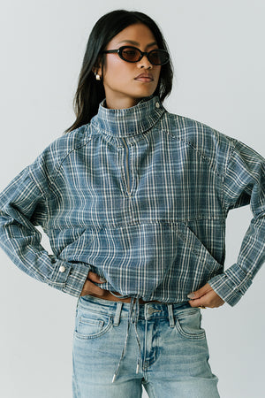 Regina Denim Jacket in Plaid Denim
