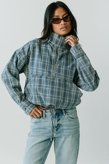 Regina Denim Jacket in Plaid Denim