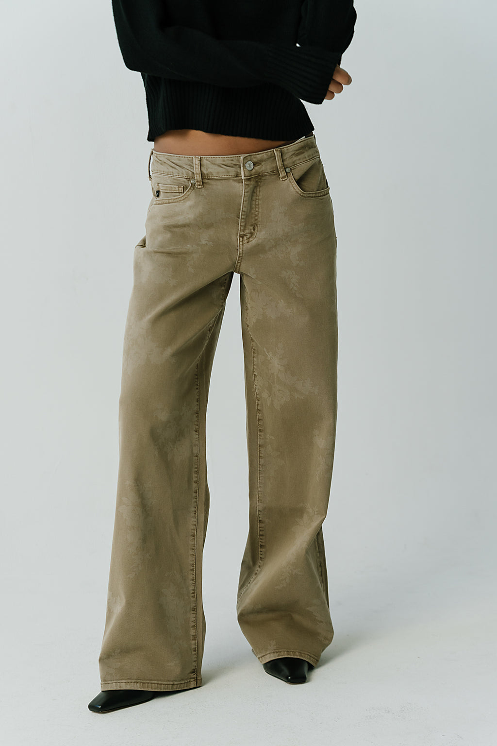 Brenda Mid Rise Floral Wide Leg Jeans