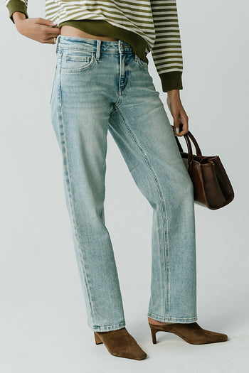 Brecklyn Mid Rise Straight Leg Jeans