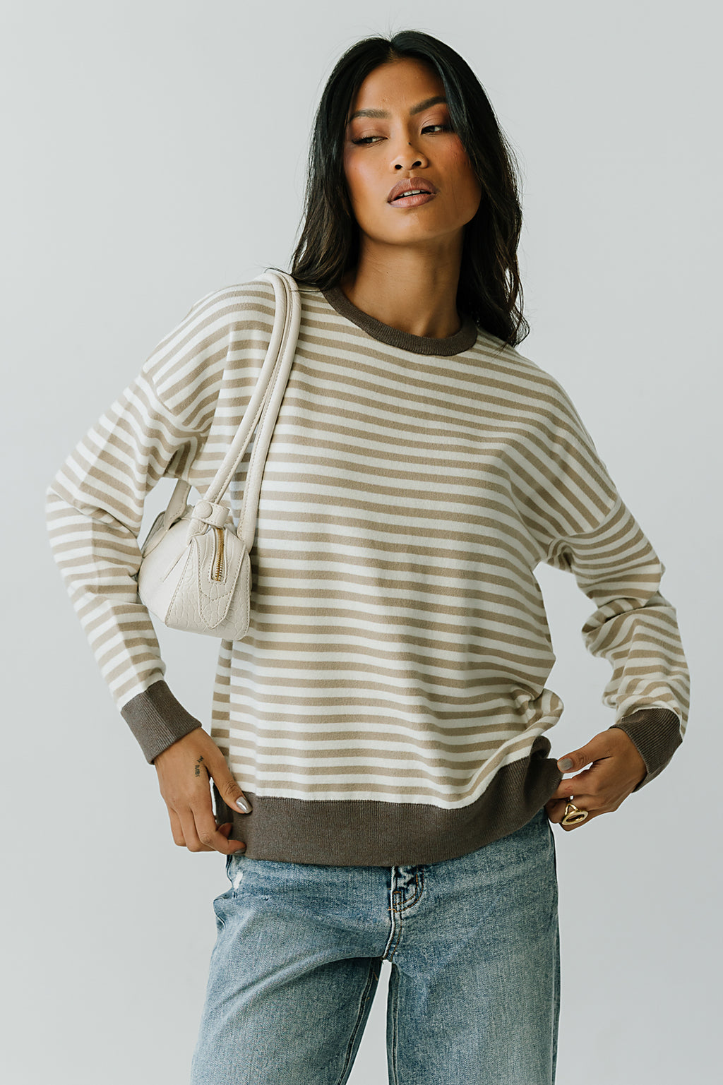 Mckenna Striped Sweater in Tan