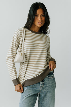 Mckenna Striped Sweater in Tan