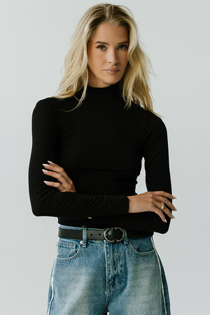 Rebecca Turtle Neck Top in Black