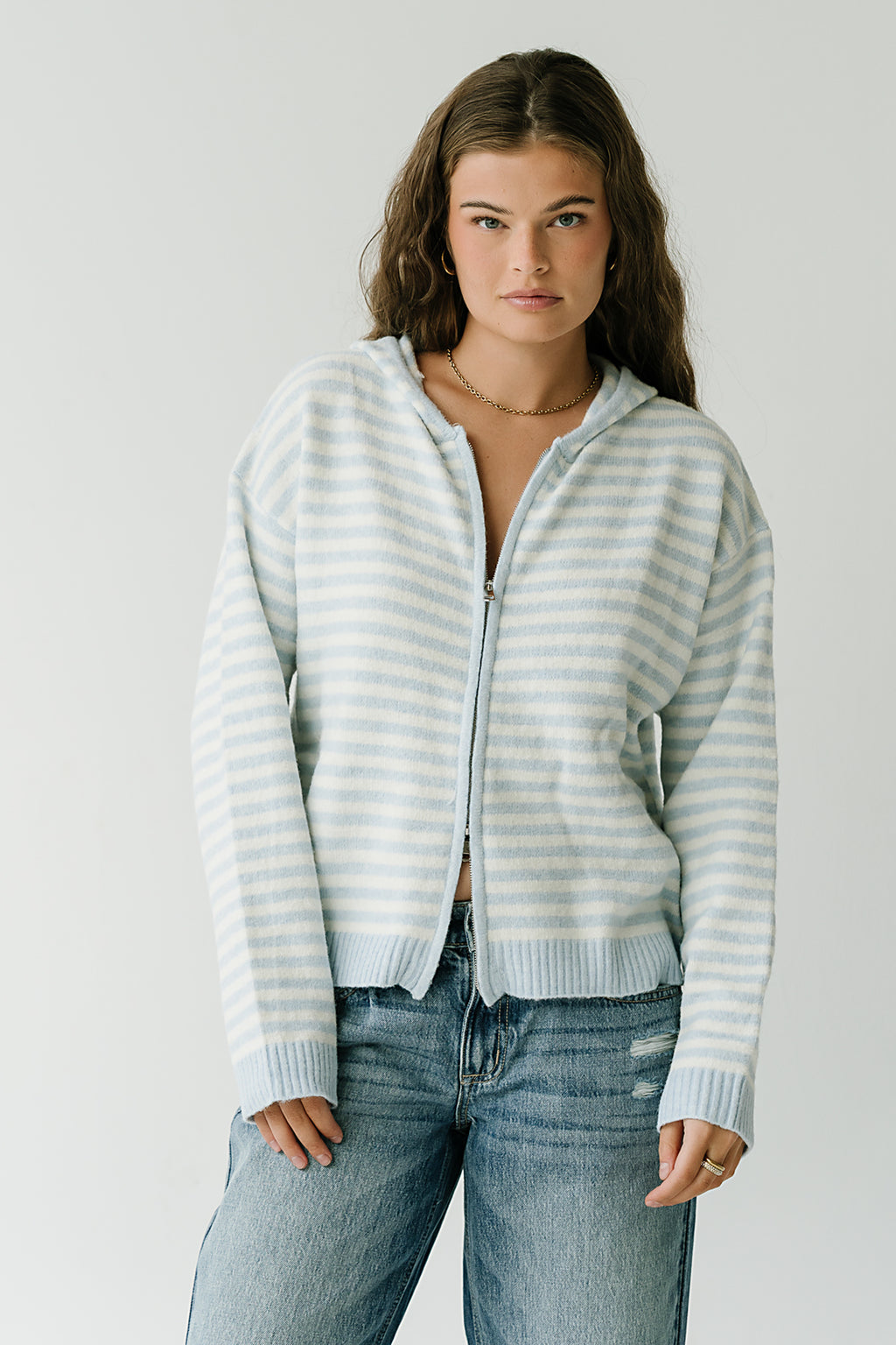 Davis Knit Jacket in Light Blue