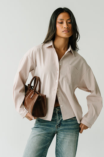 Ruth Striped Button Up in Pink