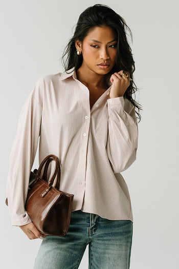 Ruth Striped Button Up in Pink
