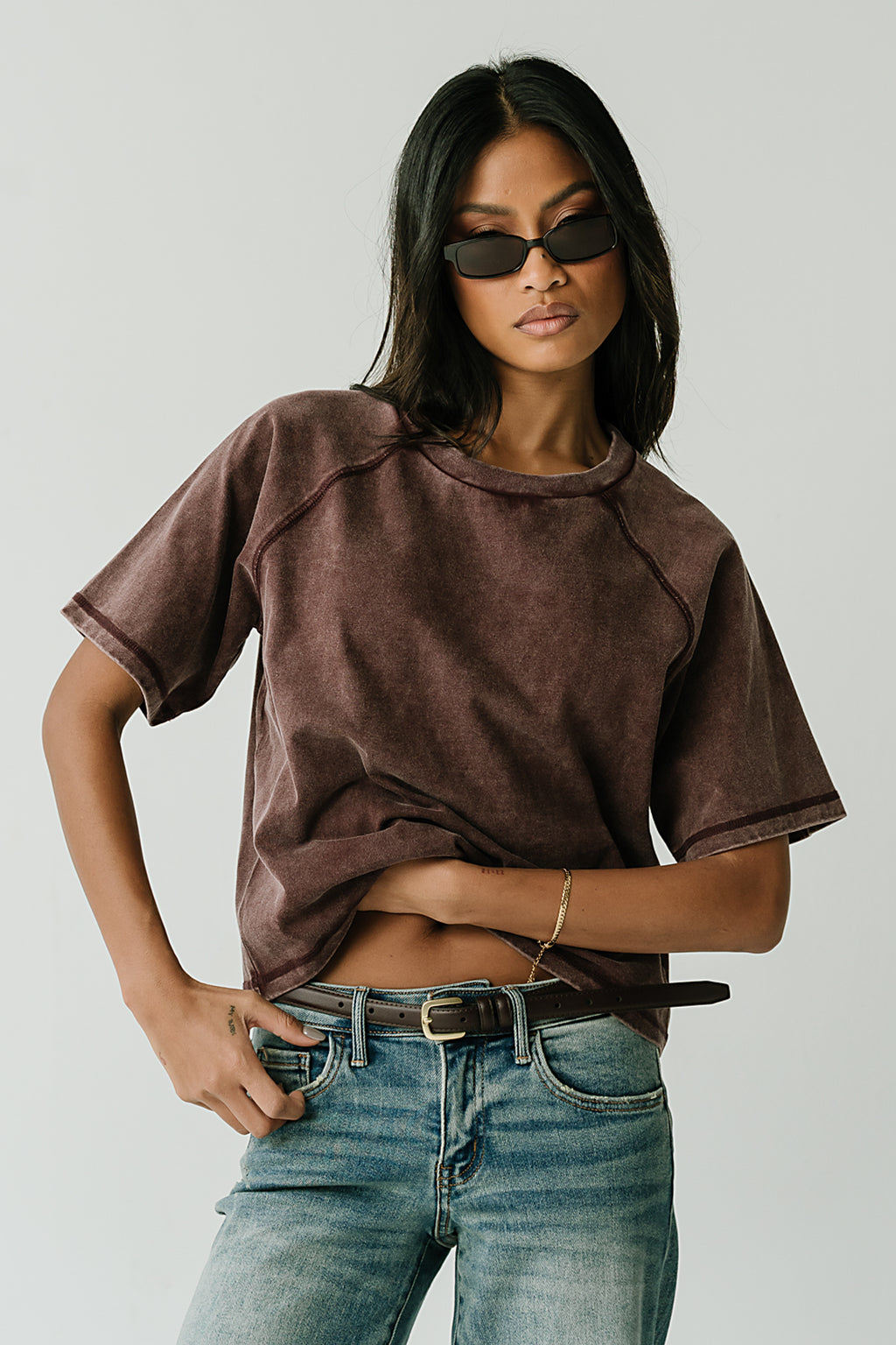 Sophie Raglan Top in Burgundy