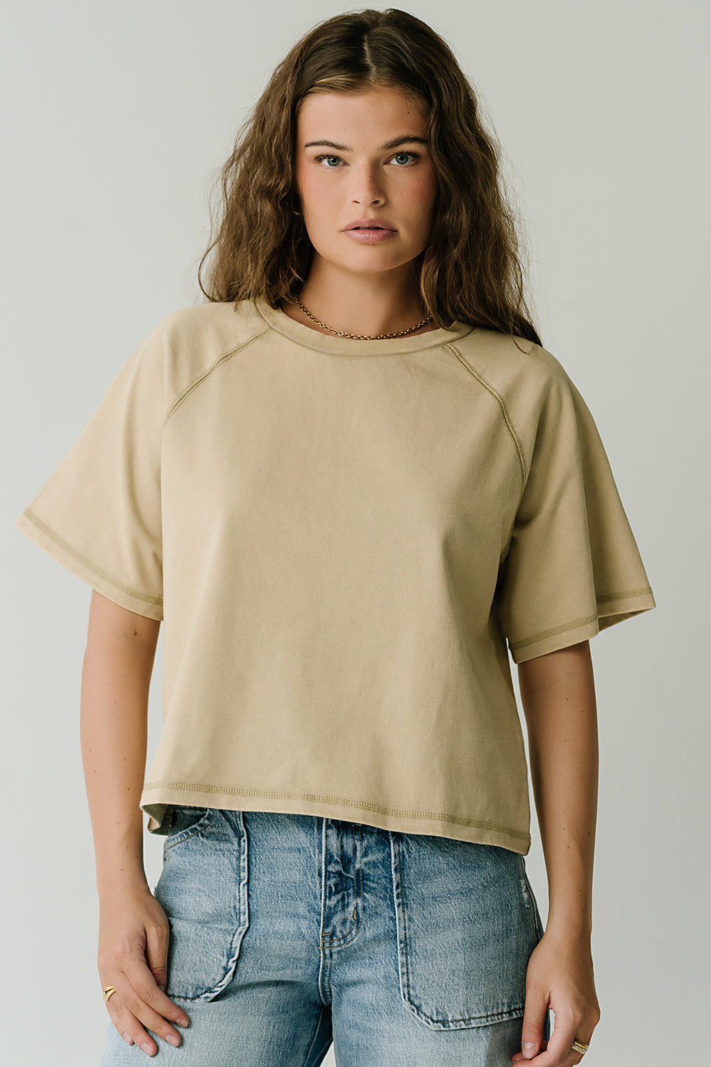 Sophie Raglan Top in Tan