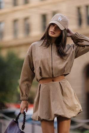 Karolina Suede Bubble Mini Skirt