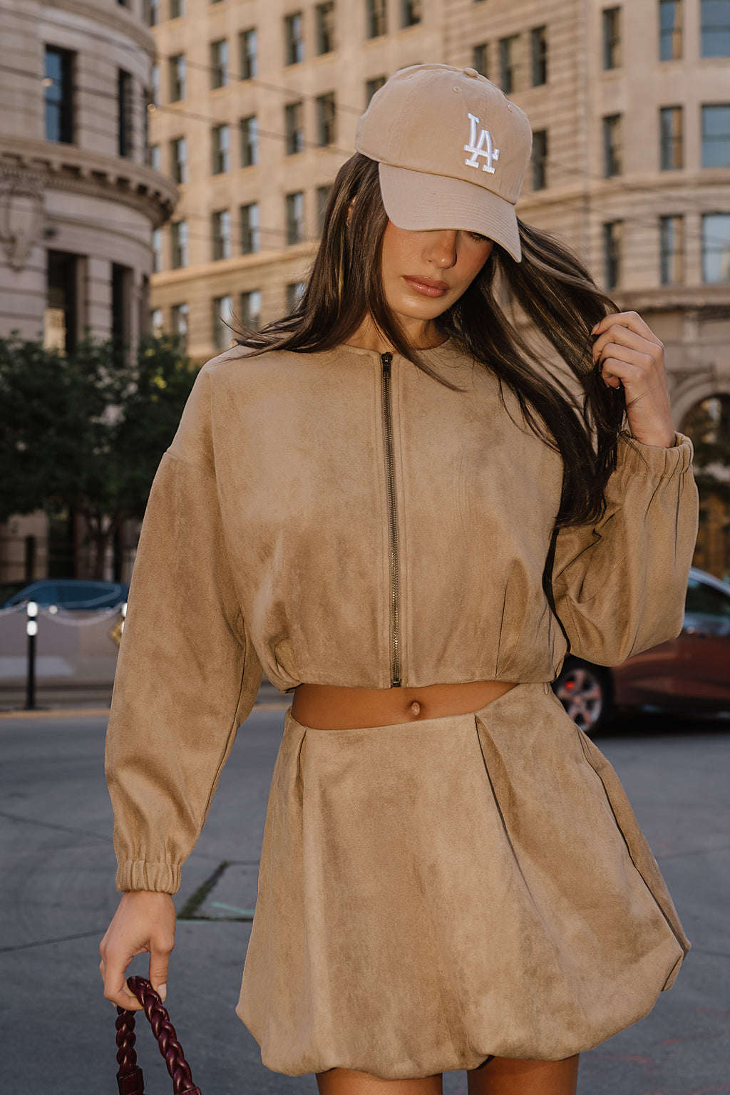 Karolina Suede Bubble Mini Skirt