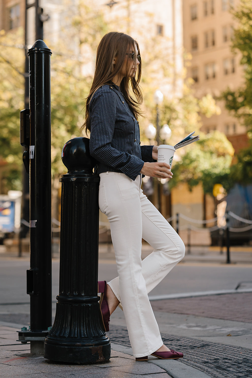 Marissa Low Rise Bootcut Jeans in Off White