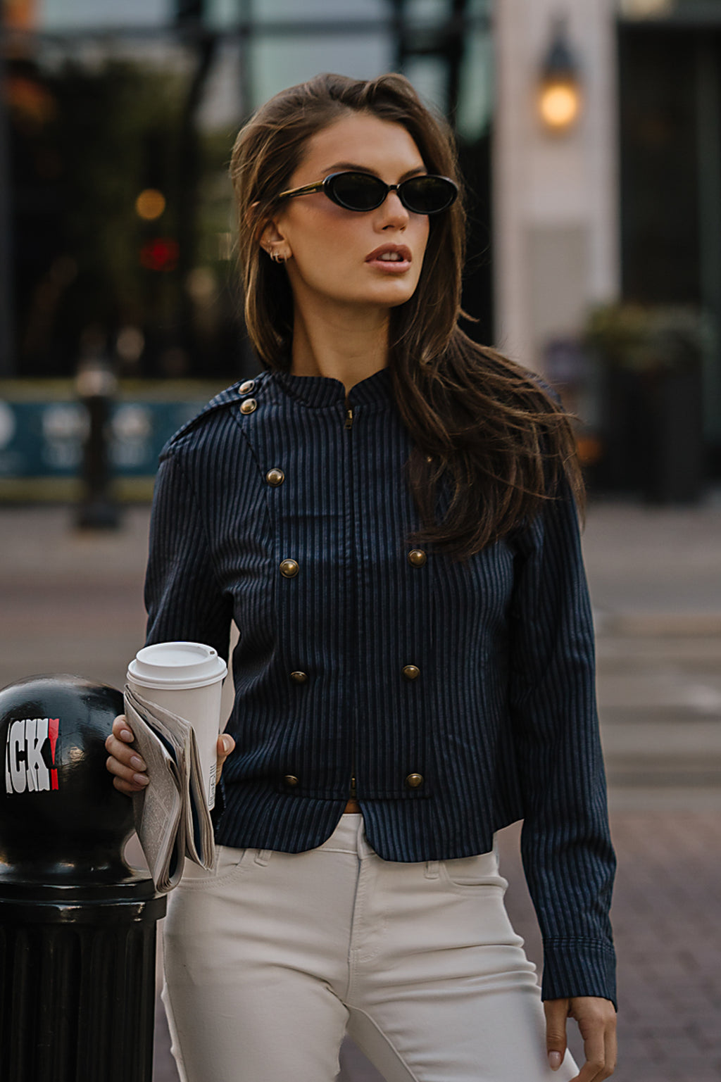 Maren Pinstripe Military Jacket