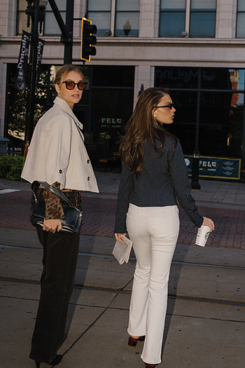 Marissa Low Rise Bootcut Jeans in Off White