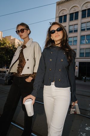 Maren Pinstripe Military Jacket