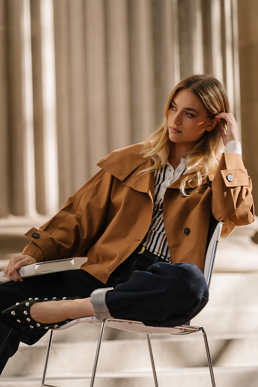 Marlowe Trench Jacket in Cognac