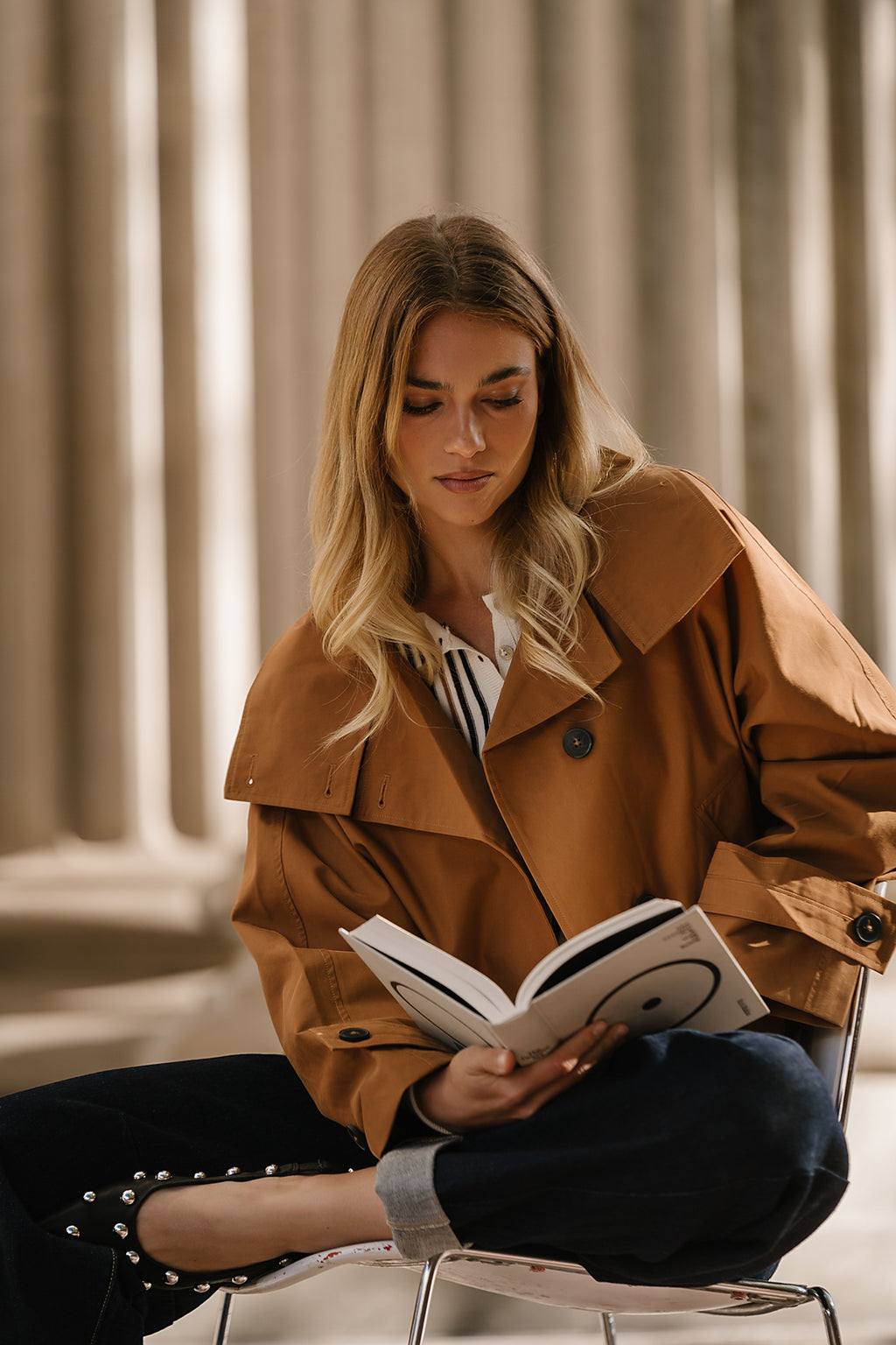 Marlowe Trench Jacket in Cognac