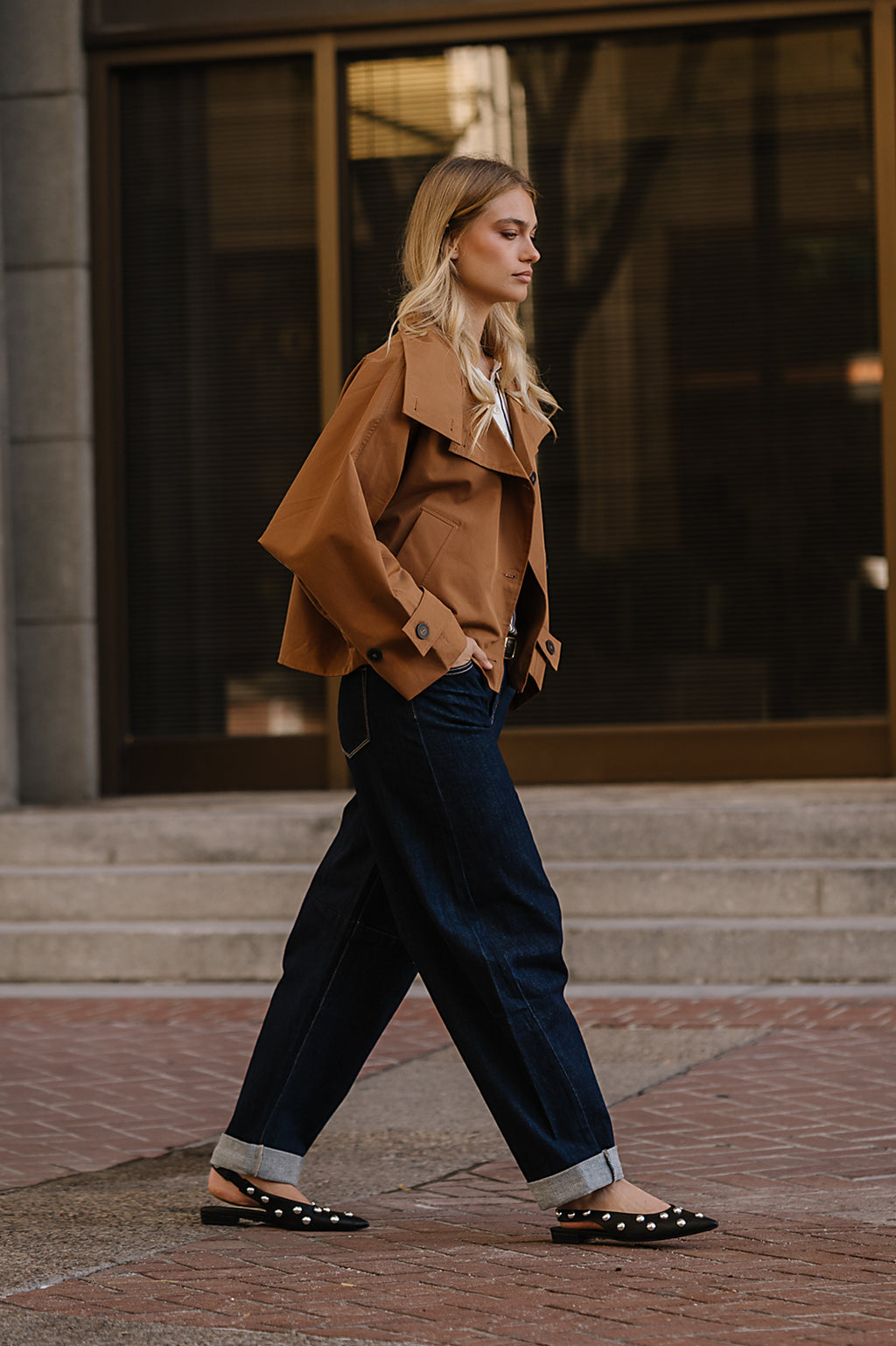 Marlowe Trench Jacket in Cognac