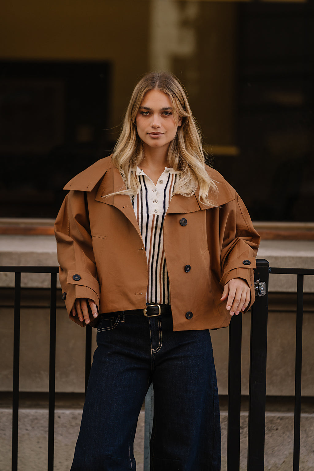 Marlowe Trench Jacket in Cognac