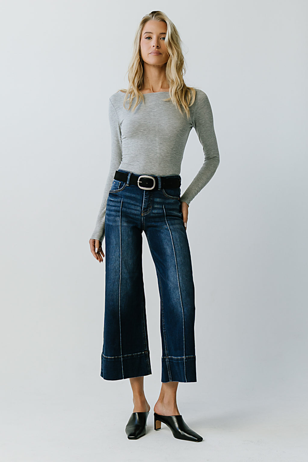 Eva Mid Rise Wide Leg Jeans